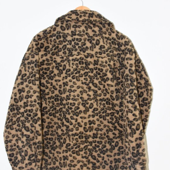Wild Fable Leopard Print Button-Up Sherpa Jacket - Women's Size Large (L) - Picture 2 of 3